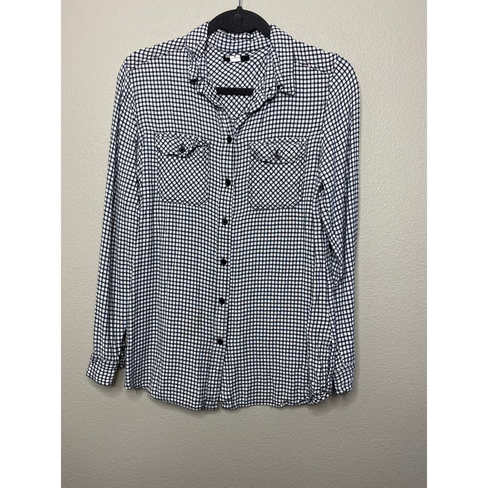 UO BDG White Black Plaid Buttor Down Shirt Size Small - Picture 2 of 6